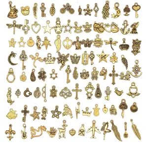 Factory Direct sales ancient gold zinc alloy accessories pendant diy Bracelet necklace 100 Die Casting jewelry Charms