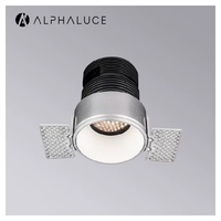Downlight LED Carré Encastrable Moderne Noir DT8 24V Aluminium 10W 15W Sans Scintillement Sans Cadre, Découpe 155mm, Encastré 170mm