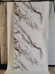 Panneau mural de douche en PVC Carrara White Marble 1/1,2 m, qualité supérieure, imperméable, finition UV, panneau décoratif pour salle de bain - Product Image 5