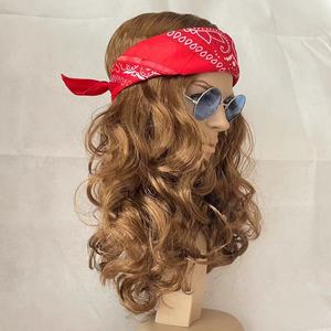 Perruques adultes de costume de déguisement d'<span class=keywords><strong>homme</strong></span> <span class=keywords><strong>Hippie</strong></span> de couleur brune avec des lunettes et des bandages de fête HPCS-1209 - Product Image 2