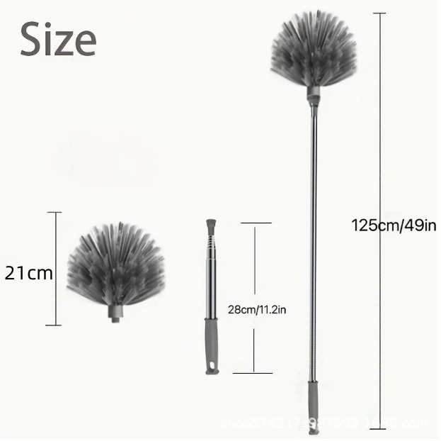 Brosse toile d'araignée télescopique grise (longueur totale 125 cm)