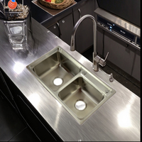 Évier de cuisine double compartiment Leimanxi en acier inoxydable 304, épaisseur 0,62 mm, finition électrolytique, pour cuisine moderne