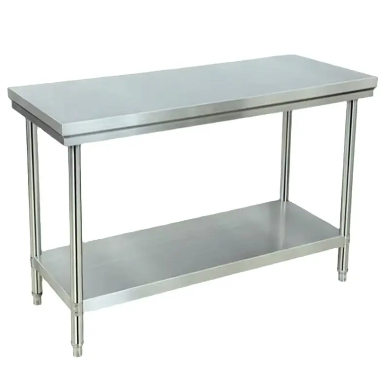 304 طاولة مطبخ من الفولاذ المقاوم للصدأ مع رفوف للاستخدام المنزلي طاولة مطبخ من الفولاذ المقاوم للصدأ