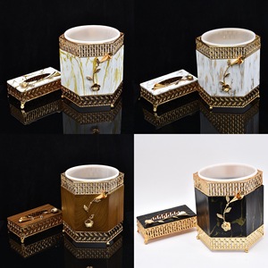 Moyen-Orient Arabie Saoudite Dubaï Style Fer Forgé Métal Stockage Boîte À Mouchoirs Poubelle Ensemble - Product Image 6