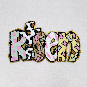 Eco-Friendly Large Rabbit Cartoon Bow Patch with Glitter Sequins, <b>Easter</b> Custom Chenille Iron-On Patches for Clothing - Product Image 3