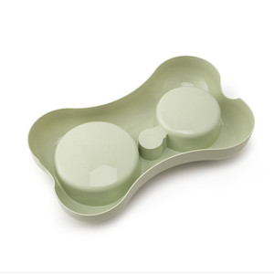 Comedouro Duplo para Animais de Estimação com Dispensador de Água, Tigela Plástica em Forma de Osso Antiderrapante para Cães e Gatos - Product Image 5