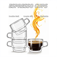 Mug à expresso tendance en verre borosilicate transparent à double paroi, résistant à la chaleur