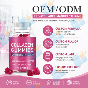 Gummies de Collagène pour Cheveux, Peau et Ongles avec Biotine, Vitamine C, Vitamine E, Sélénium – 60 Unités – Marque Privée – Fournisseur d'Usine de Compléments Alimentaires - Product Image 6