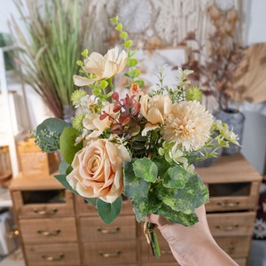 Bouquet de fleurs artificielles Meilian, rose en tissu tissé plastique, décoration d'intérieur, décoration de mariage CF01386 - Product Image 2