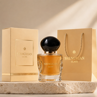 Flacon de parfum en verre transparent de luxe de 50 ml avec boîte cadeau et sac, emballage de parfum personnalisé avec logo privé