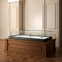 Vitrine en bois pour musée 182x80x45 cm, présentoir de comptoir avec verre UV et 8 spots LED