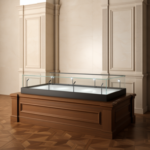 Vitrine en bois pour musée 182x80x45 cm, présentoir de comptoir avec verre UV et 8 spots LED - Product Image 3