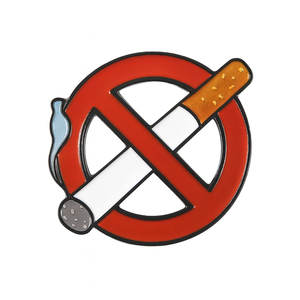 Màu Đỏ Sôi động Không Hút Chân Vòng Tròn Hợp Kim Kẽm Men Huy Hiệu Biểu Tượng Tùy Chỉnh Chống Hút Thuốc Phúc Lợi Công Cộng Chiến Dịch Ve Áo Pin Fabricator - Product Image 1