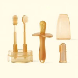 Cepillo de Dientes para Bebés, de Silicona de Grado Alimenticio, con Cerdas Suaves, Portátil, Color Marrón, Juego de Limpiador de Lengua - Product Image 3