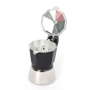 Penjualan terlaris kualitas baik kustom pembuat kopi Italia Espresso Pot aluminium atas dan berbahan baja tahan karat Pot Moka