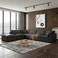 Modernes Dreisitzer-Modulsofa-Set mit Wendbarer Chaiselongue, Quadratisches Ecksofa, Stoffbezogen, Schaumstoffgefüllt, Gestepptes Design für
