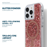 Étui de téléphone antichoc magnétique à paillettes de créateur de luxe pour tous les types de téléphones avec impression pour étui iPhone 15 Pro Max