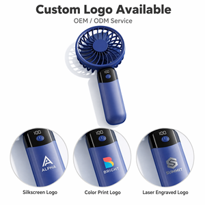 Custom Logo 1200mAh Mini Portable LED Display Electric Hand <strong>Fans</strong> 6 Gears Strong Wind Foldable USB Rechargeable <strong>Small</strong> <strong>Fan</strong> - Product Image 4