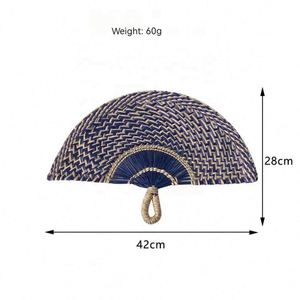 Ventilador de mano de paja tejida en oferta, abanico decorativo de junco marino natural para pared, sala de estar, porche, fondo o como colgante. - Product Image 5