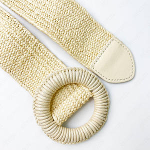 RW 2024 Bohème Vacances Style 5cm Tricoté Paille <span class=keywords><strong>Raphia</strong></span> <span class=keywords><strong>Ceinture</strong></span> Dame Vintage Rond Tissé Boucle <span class=keywords><strong>Ceinture</strong></span> Femmes Robe <span class=keywords><strong>Ceinture</strong></span> Élastique - Product Image 5