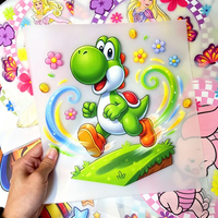 Étiquettes de transfert thermique en vinyle personnalisées de haute qualité pour dessins animés, avec impression sérigraphique, durables, écologiques et lavables