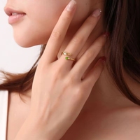 Anillo de Compromiso Abierto de Acero Inoxidable con Nombre Personalizado y Piedra de Cumpleaños Incrustada, Chapado en Oro de 18K, Joyería de Fiesta para Mujer, Certificado CE