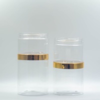 Pot cosmétique vide en plastique transparent de 250 ml avec couvercles dorés, pot en plastique PET transparent en gros