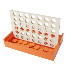 Wooden 4 in a Row Game custom Classic Strategy Game for Adults Children Connect 4 Discs of Same Colour in a Row Game Board