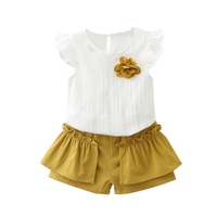 Vêtements pour Bébé Fille 2 Pièces : Tenue à Volants avec Haut Chemise Blanche et Jean Denim Déchiré Tendance