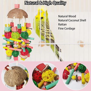 大型天然木块鹦鹉咀嚼玩具椰壳鸟咬玩具 - Product Image 3