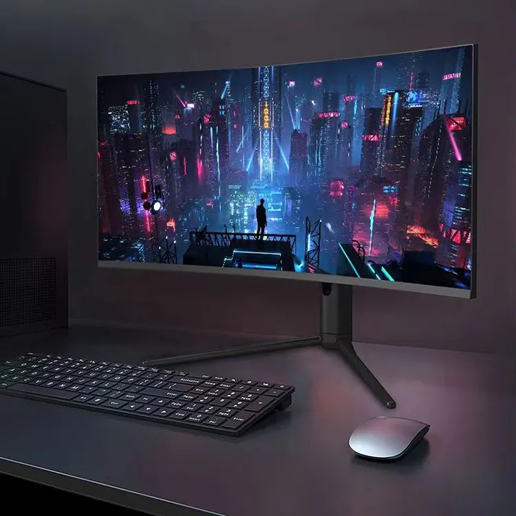 23.8 Inch Desktop Computer Alles-In-Een I3 I5 I7 Ssd 4K Gebogen Monitor Desktop Pc Alles In Een Gamer Gaming Pc