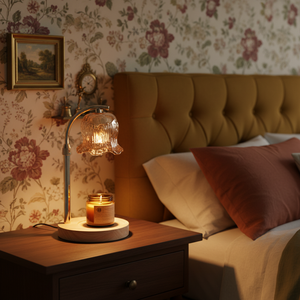 <span class=keywords><strong>Lampe</strong></span> de table chauffe-cire d'aromathérapie et diffuseur de bougies parfumées en bambou et bois, veilleuse de chevet pour chambre et bureau, cadeau d'anniversaire - Product Image 6