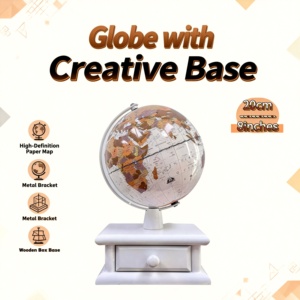 Globo Terráqueo Vintage con Base <span class=keywords><strong>de</strong></span> Almacenamiento <span class=keywords><strong>de</strong></span> Metal y Papel, Globo Decorativo <span class=keywords><strong>de</strong></span> Escritorio <span class=keywords><strong>de</strong></span> Madera Blanca para <span class=keywords><strong>el</strong></span> Hogar, Oficina, Estudio, Regalo - Product Image 5