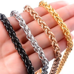 Collier classique en acier inoxydable, chaîne à maillons en forme de blé pour femmes et hommes, collier ras du cou, accessoires de fabrication de bijoux à la mode, DIY - Product Image 3