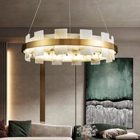 Lustre suspendu en albâtre LED postmoderne BGST, design circulaire, en marbre, pour bureau, villa, éclairage suspendu