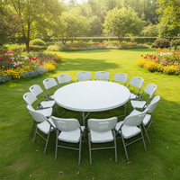 Tables et chaises rondes pliantes en plastique durables pour événements, vente en gros, meubles d'extérieur, fête, mariage, restauration, banquet
