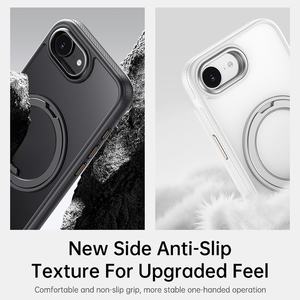 Dernière conception <span class=keywords><strong>360</strong></span> degrés rotatif engrenage anneau support coque de téléphone clair Mobile couverture arrière pour iPhone 17 16 16E 15 Pro Max - Product Image 4