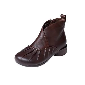 Bottes pour hommes en cuir de vachette, style britannique, faites à la main, à lacets, à talon bloc, pour l'automne et l'hiver - Product Image 5