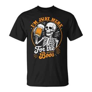 I'm Just Here For The Boos - Camiseta de Halloween con diseño de esqueleto, unisex, para adultos, color negro - Product Image 1
