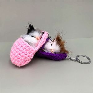 Lindo Llavero de Gato Dormido con Pantuflas, Mini Gatitos, Gato de Peluche Tejido, Colgante para Bolso, Llavero para Coche, Regalos de Animales - Product Image 6
