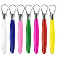 Ensemble de gratte-langue en acier inoxydable, manche en plastique multicolore en option, ensemble d'outils d'hygiène buccale, nettoyage de la langue, prévention de l'halitose