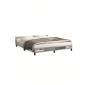 Base de Cama Tapizada en Terciopelo Gris Claro, Diseño Minimalista y Suave - Product Image 1