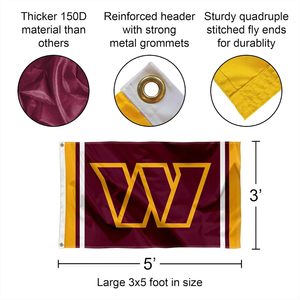 Comandantes de Washington 3x5ft personalizado para NFLteams Banner Bandera de Mascota de poliéster de alta calidad para fiestas de estadio y puerta trasera Digital - Product Image 2