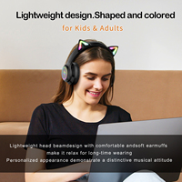 Auriculares Inalámbricos para Juegos Onikuma B90 RGB con Orejas de Gato, BT5.1, Negros, con Luces LED y Micrófono, Auriculares Inalámbricos para PC