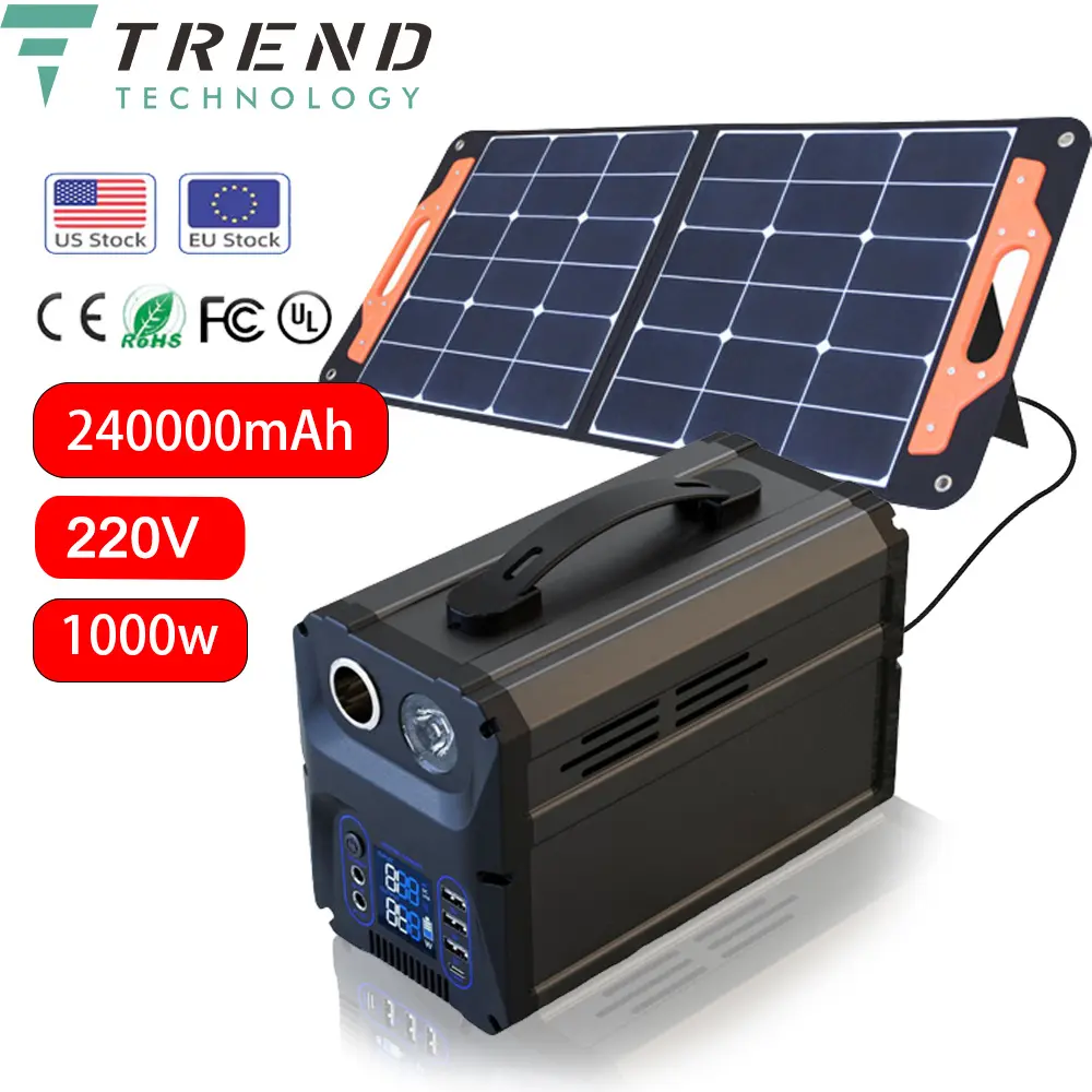 Солнечные многофункциональные UPS 1000 Вт 240000 мАч источник питания EV зарядное устройство мини-банки питания/наружная портативная электростанция