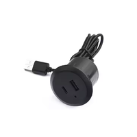 Rond Mini Double Usb Chargeur Rapide Canapé Usb Chargeur Prise de Table 5V 2.1A USB Type-C Embarqué Table Bureau Chargeur Rapide