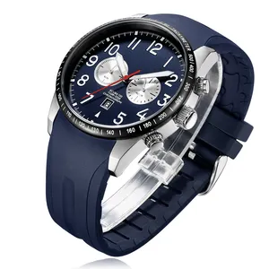 ODM硅带防水运动手表豪华日本石英计时手表运动男士手表