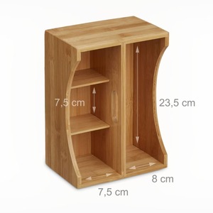 Organizador de escritorio de bambú, caja de almacenamiento rectangular para oficina con compartimentos para bolígrafos, lápices, tijeras y artículos de papelería, minimalista - Product Image 4