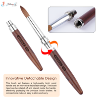 Nouvelle brosse à ongles en acrylique Kolinsky 100% avec manche en bois de santal, portable et détachable, pour l'application de poudre acrylique