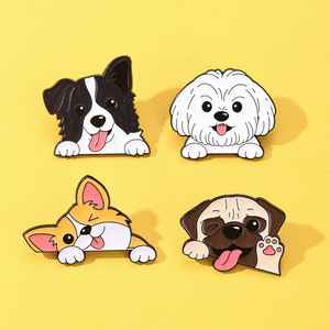 Broche de aleación de zinc personalizado al por mayor con técnica de esmalte goteado, diseño de cachorro adorable mirando furtivamente, insignia de perro Corgi <span class=keywords><strong>Border</strong></span> <span class=keywords><strong>Collie</strong></span>, regalo de pin de animal - Product Image 3